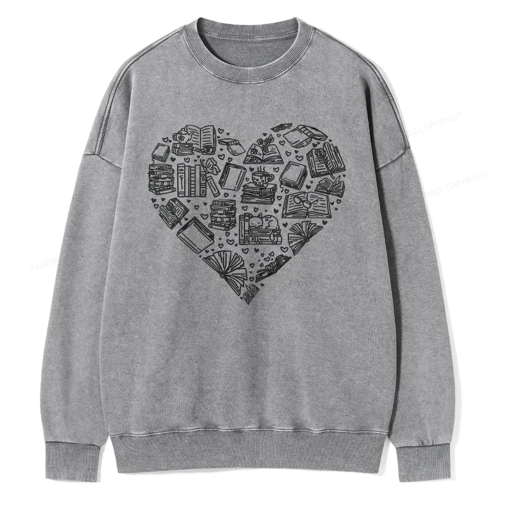 Pagewings Love Book Unisex Washed Sweatshirt