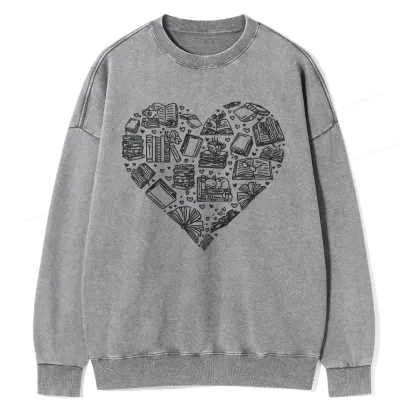 Pagewings Love Book Unisex Washed Sweatshirt