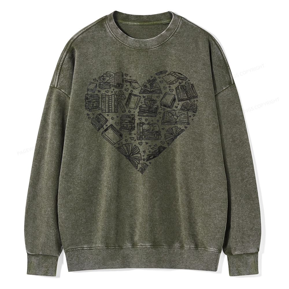 Pagewings Love Book Unisex Washed Sweatshirt