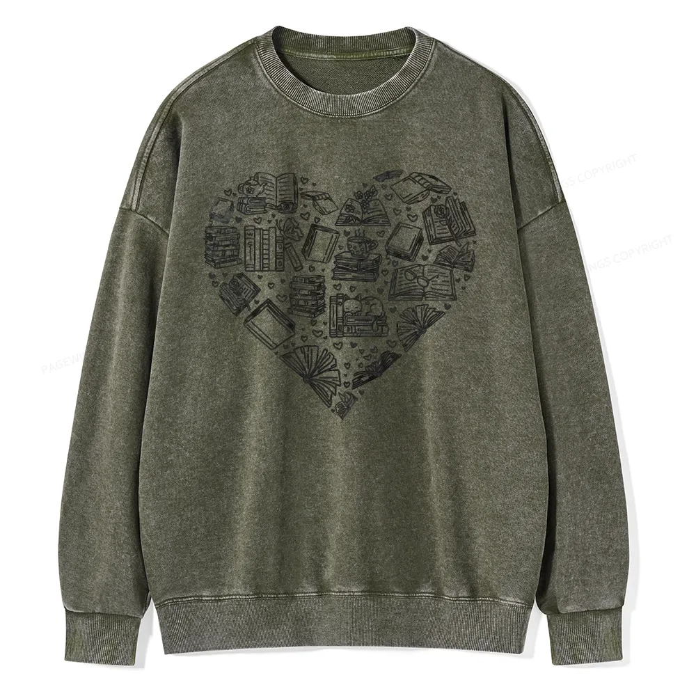 Pagewings Love Book Unisex Washed Sweatshirt