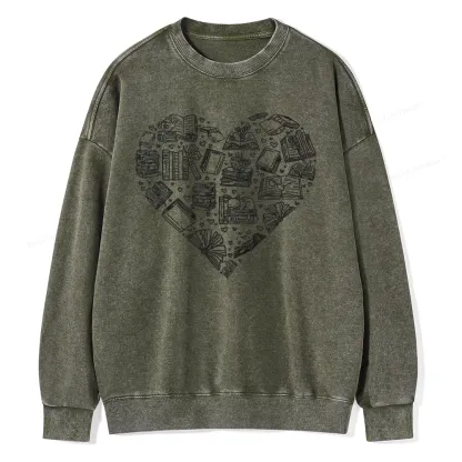Pagewings Love Book Unisex Washed Sweatshirt