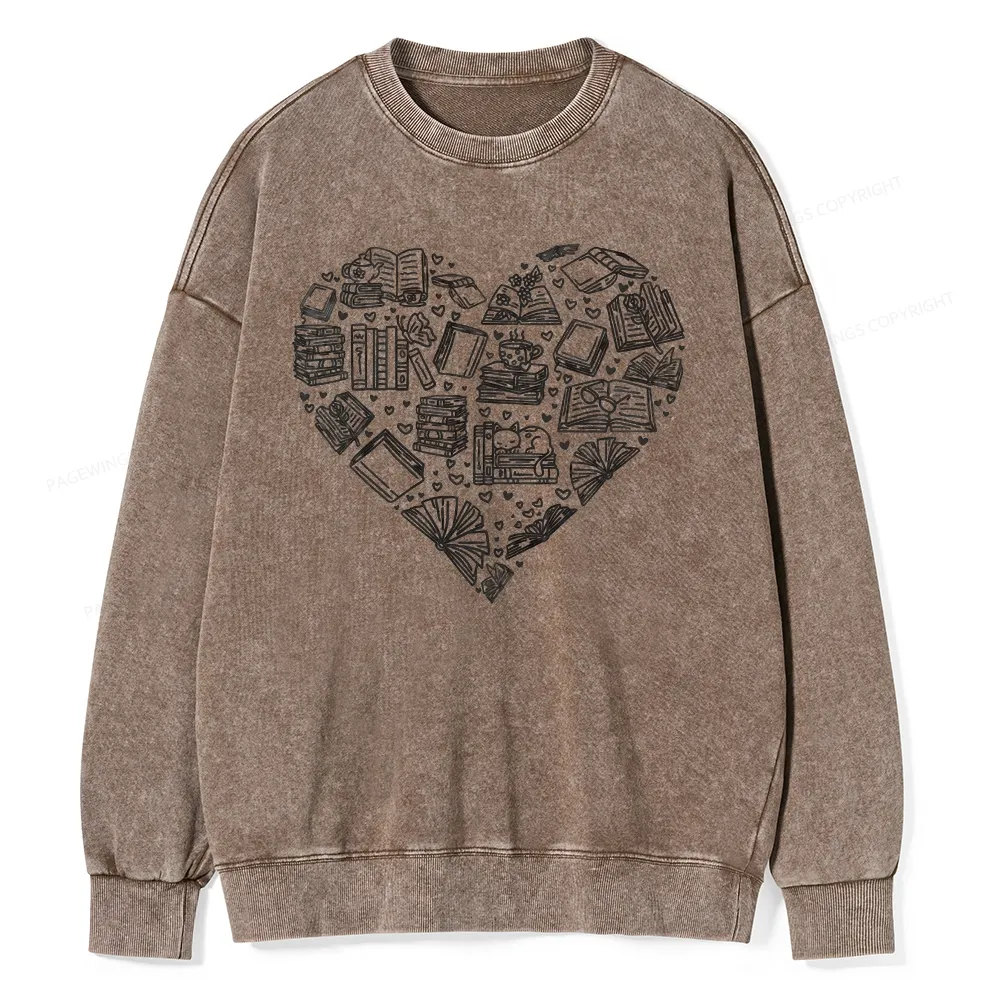 Pagewings Love Book Unisex Washed Sweatshirt