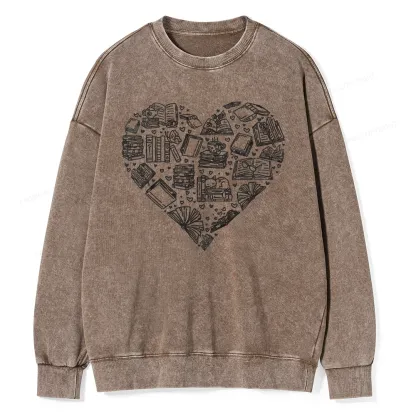 Pagewings Love Book Unisex Washed Sweatshirt