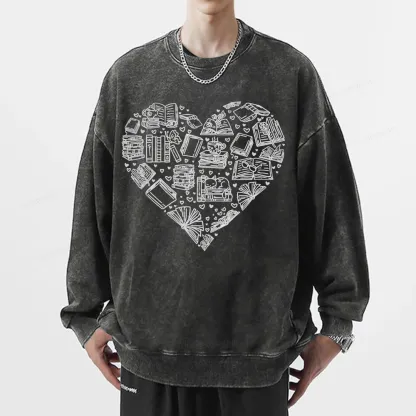 Pagewings Love Book Unisex Washed Sweatshirt