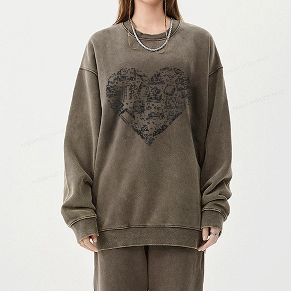 Pagewings Love Book Unisex Washed Sweatshirt