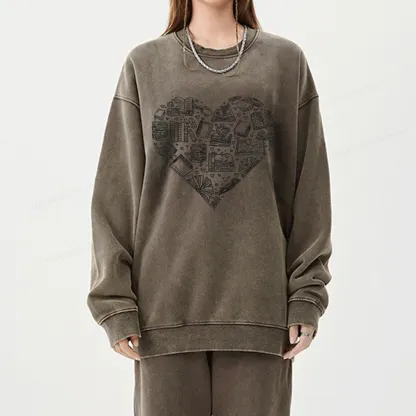 Pagewings Love Book Unisex Washed Sweatshirt