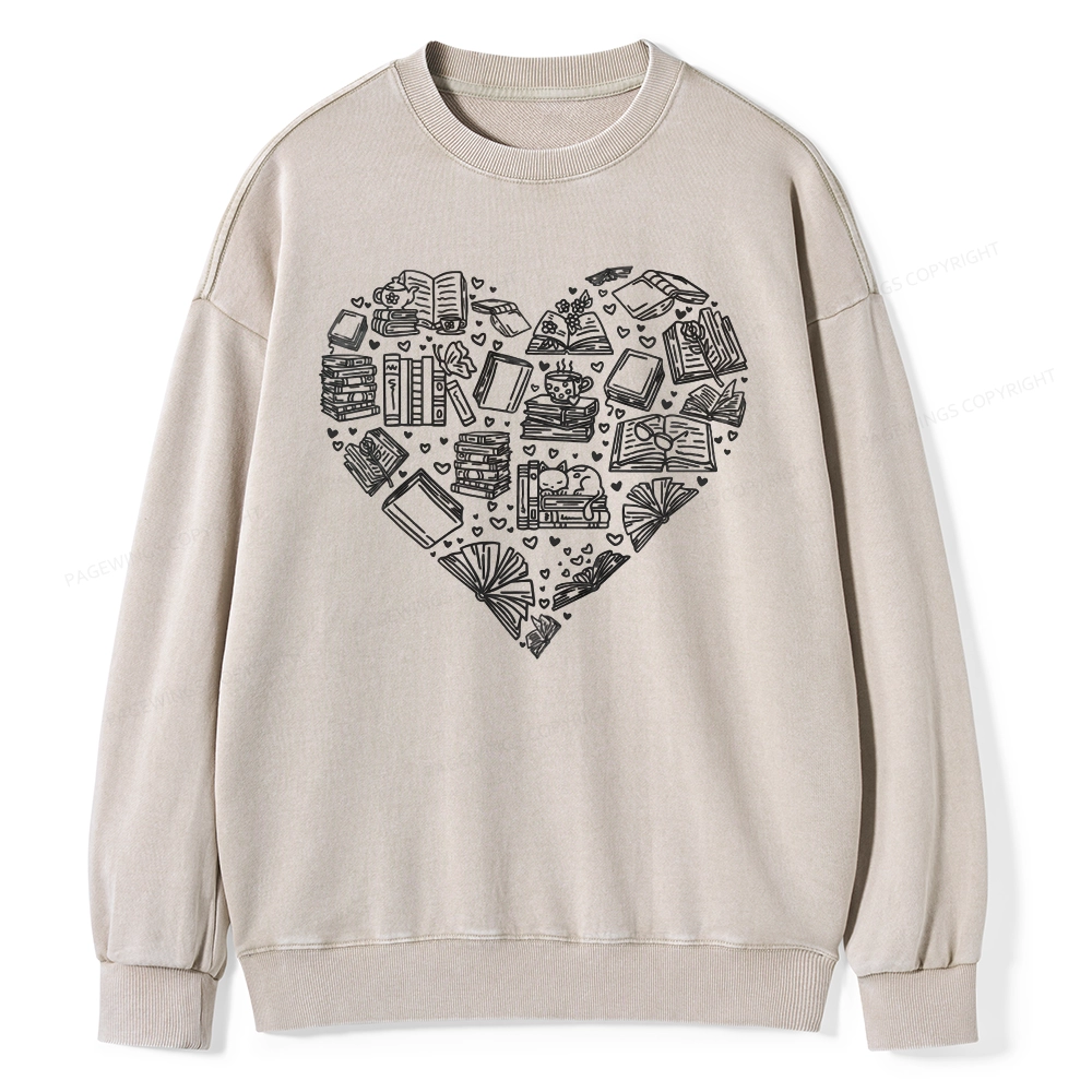 Pagewings Love Book Unisex Washed Sweatshirt