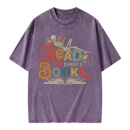 Pagewings Read Banned Books Unisex Washed T-shirt