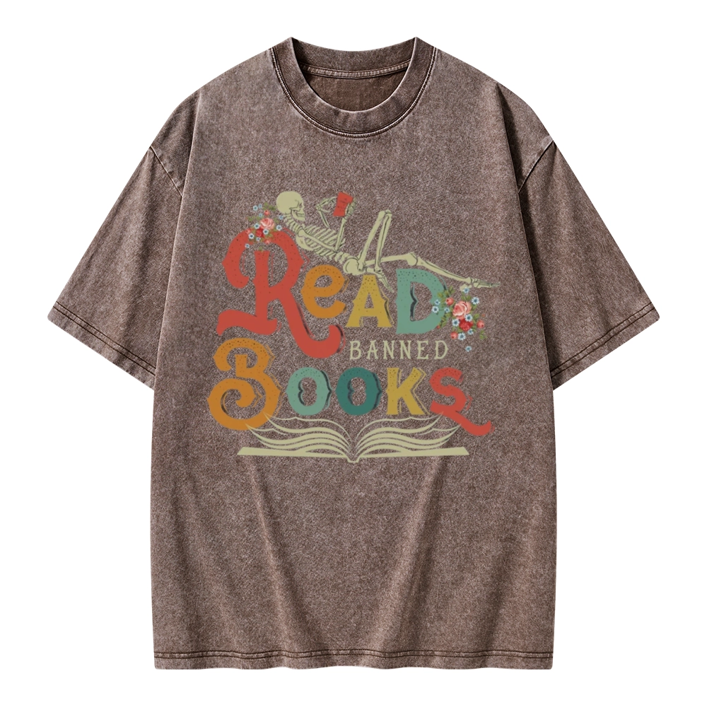 Pagewings Read Banned Books Unisex Washed T-shirt