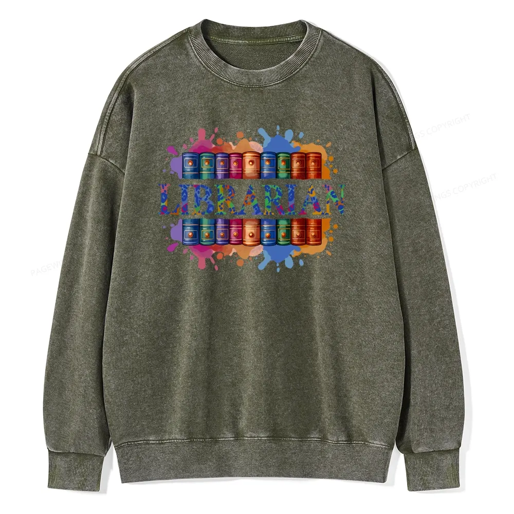 Pagewings Librarian Unisex Washed Sweatshirt