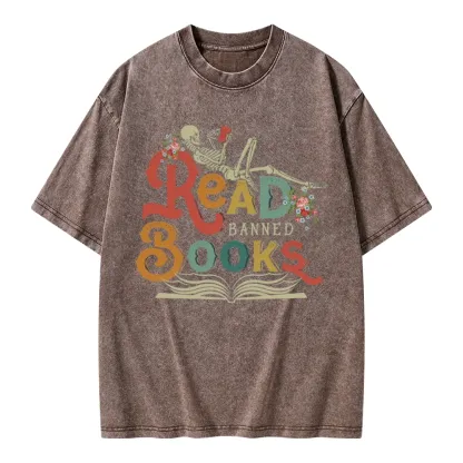Pagewings Read Banned Books Unisex Washed T-shirt