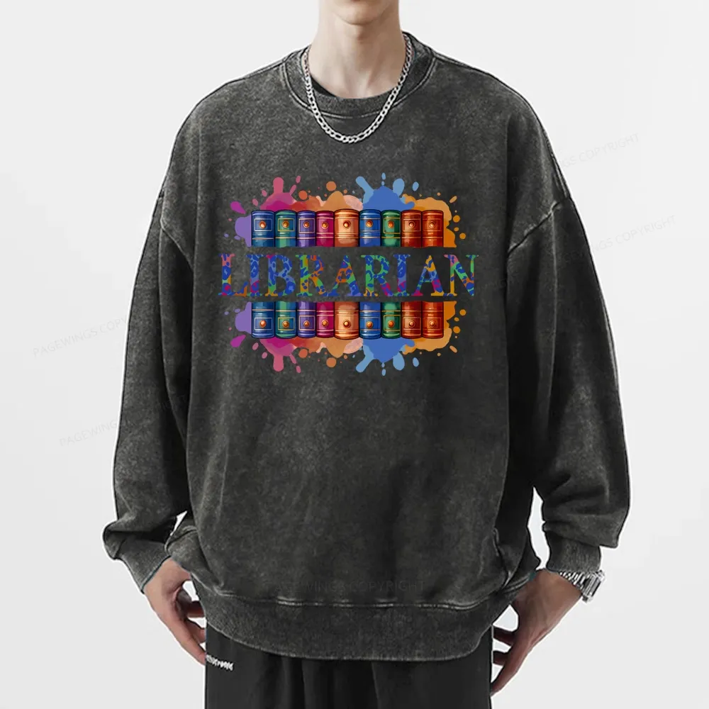 Pagewings Librarian Unisex Washed Sweatshirt