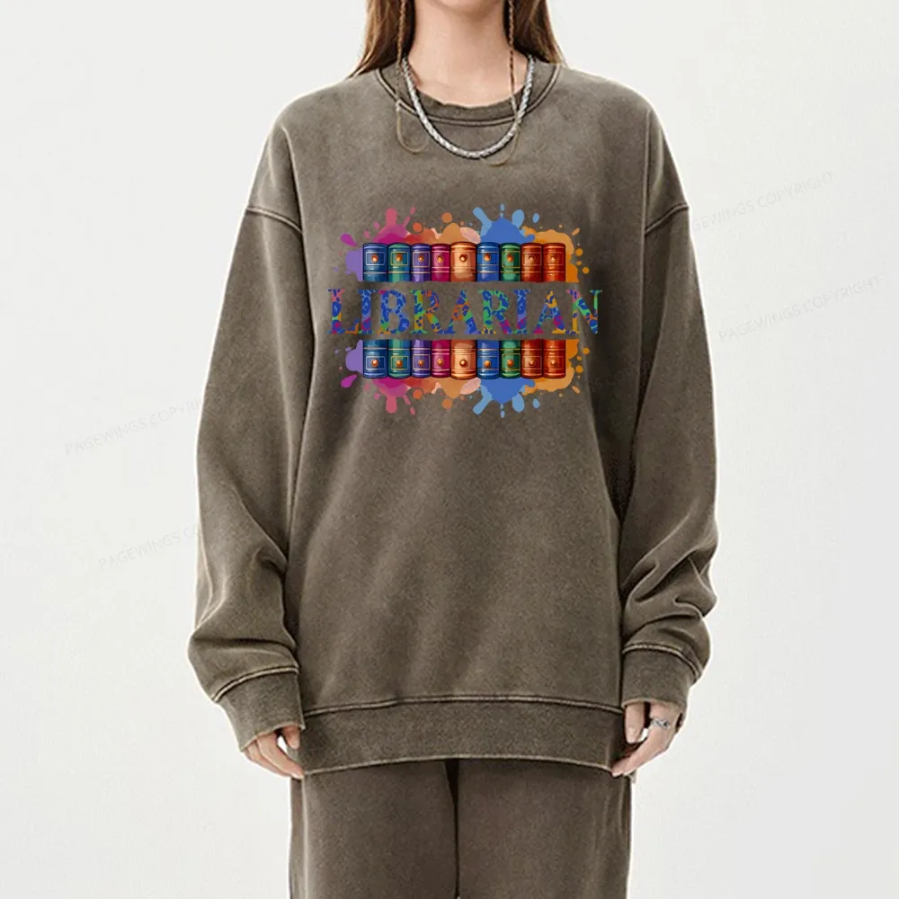 Pagewings Librarian Unisex Washed Sweatshirt