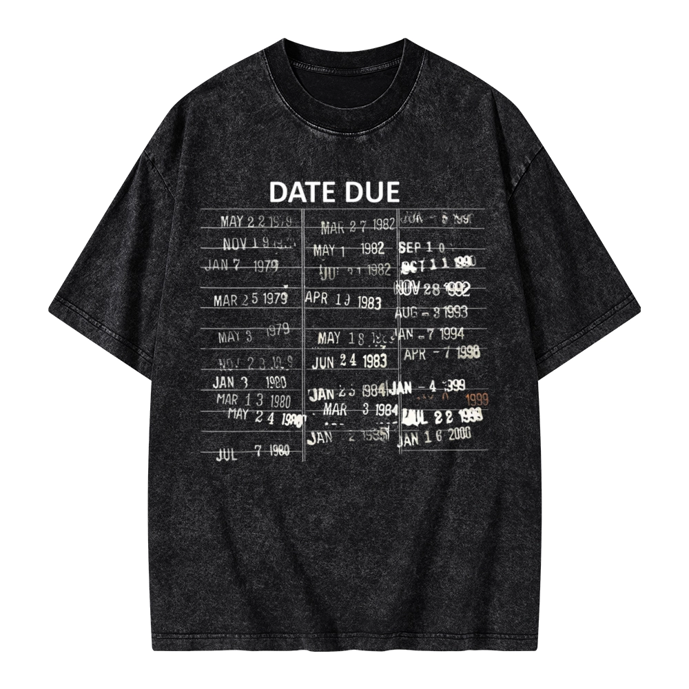 Pagewings Library Card Due Date Unisex Washed T-shirt