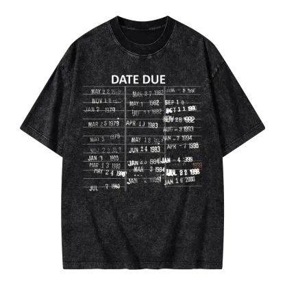 Pagewings Library Card Due Date Unisex Washed T-shirt
