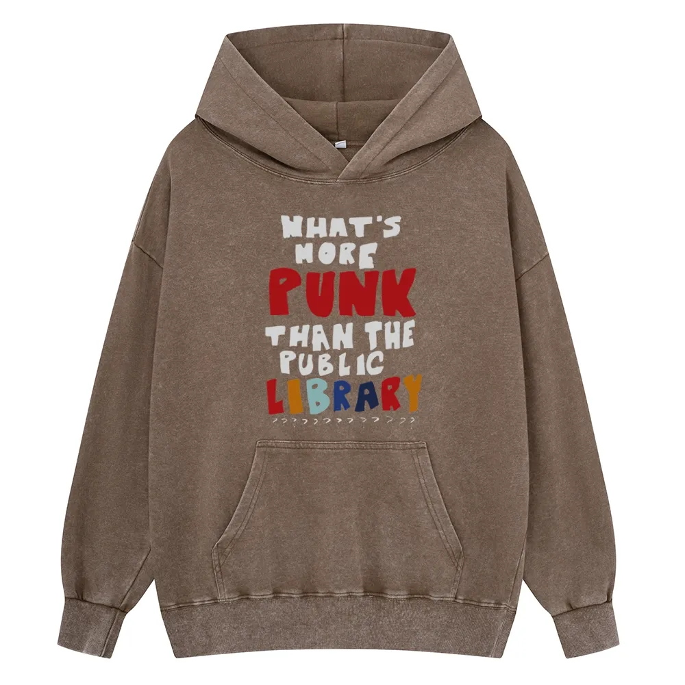 Pagewings What's More Punk Than The Public Library Unisex Washed Hoodie
