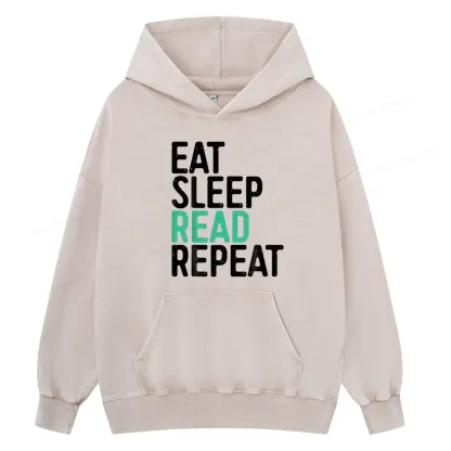 Pagewings Eat Sleep Read Repeat Unisex Washed Hoodie