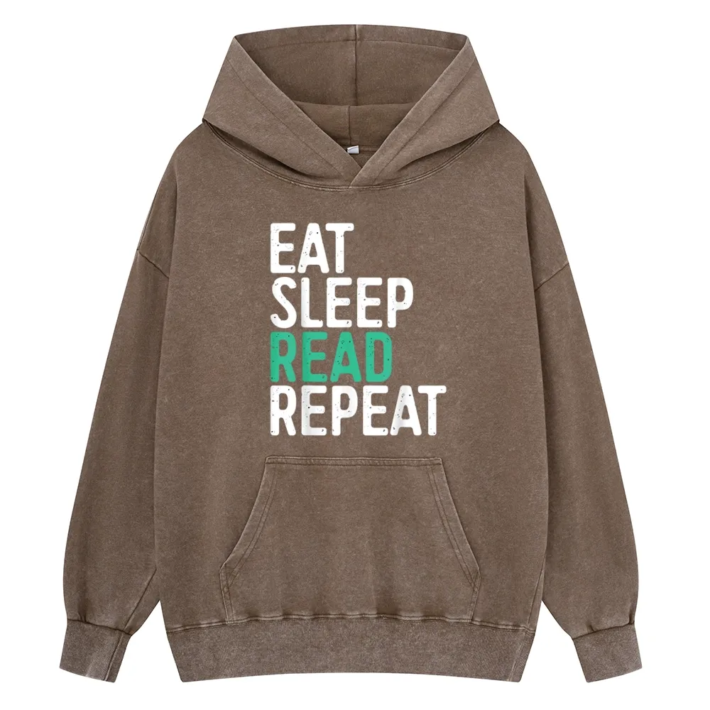 Pagewings Eat Sleep Read Repeat Unisex Washed Hoodie