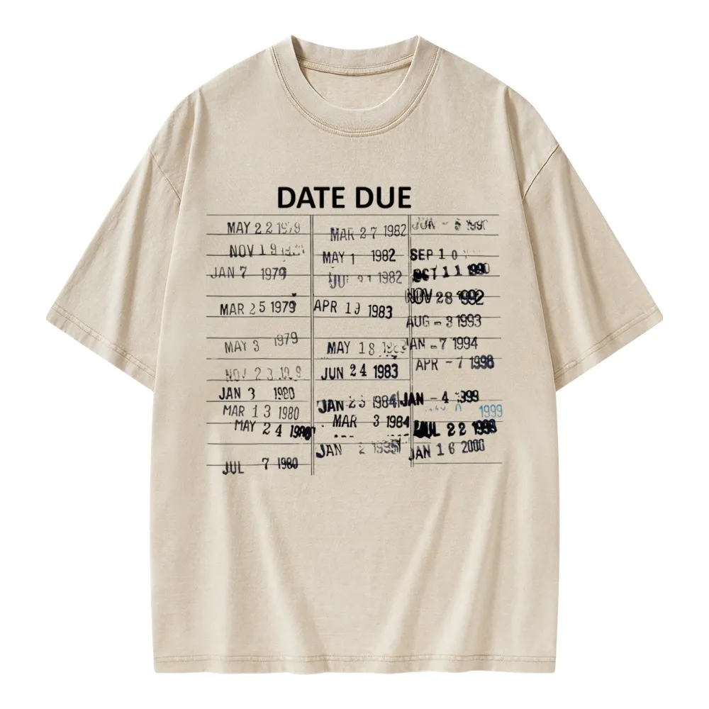 Pagewings Library Card Due Date Unisex Washed T-shirt