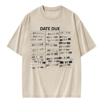 Pagewings Library Card Due Date Unisex Washed T-shirt