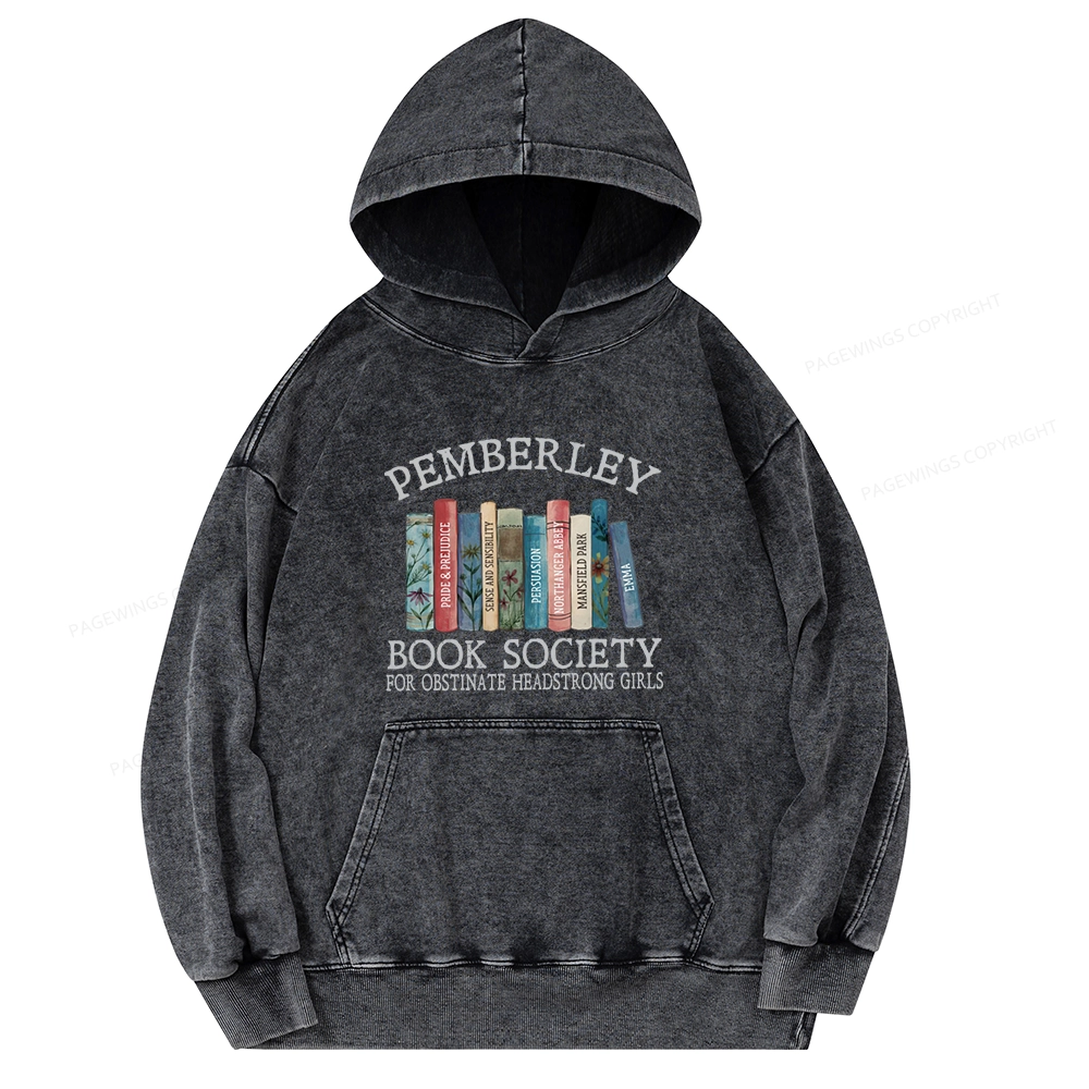 Pagewings Pemberley Book Society Unisex Washed Hoodie