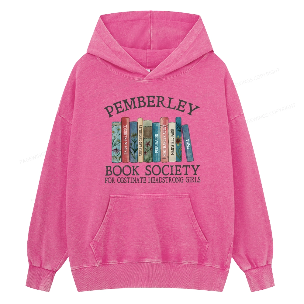 Pagewings Pemberley Book Society Unisex Washed Hoodie