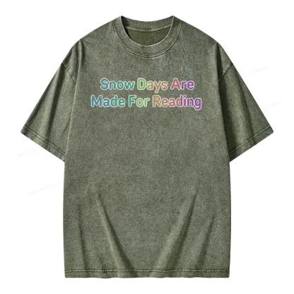 Pagewings Snow Days Are Made For Reading Unisex Washed T-shirt