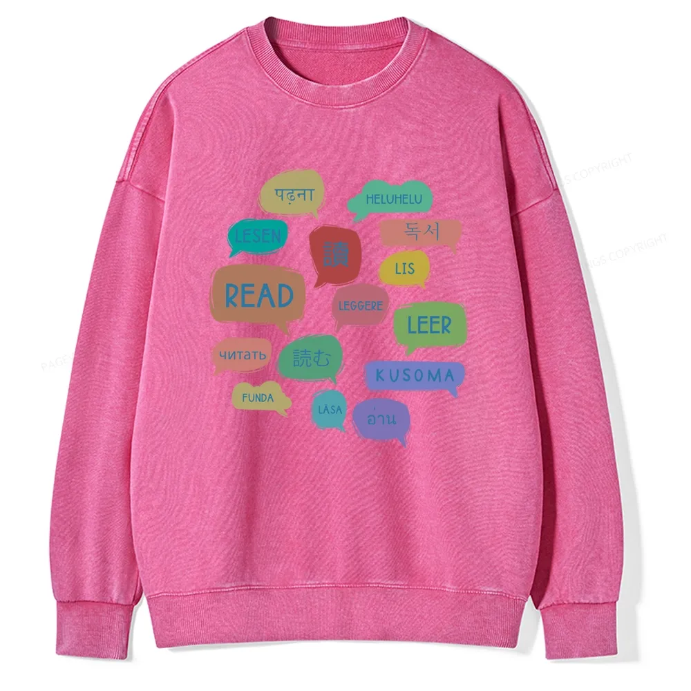 Pagewings Express Your Love for Books Unisex Washed Sweatshirt