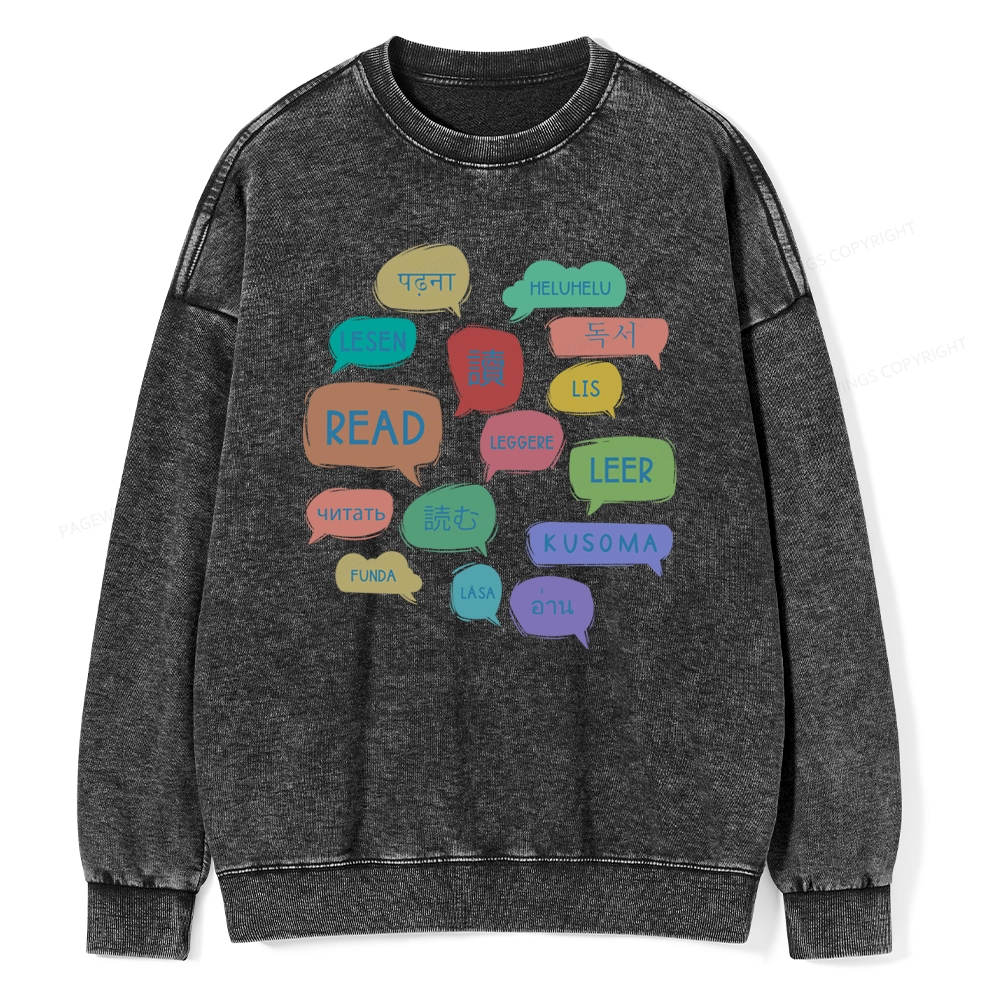 Pagewings Express Your Love for Books Unisex Washed Sweatshirt