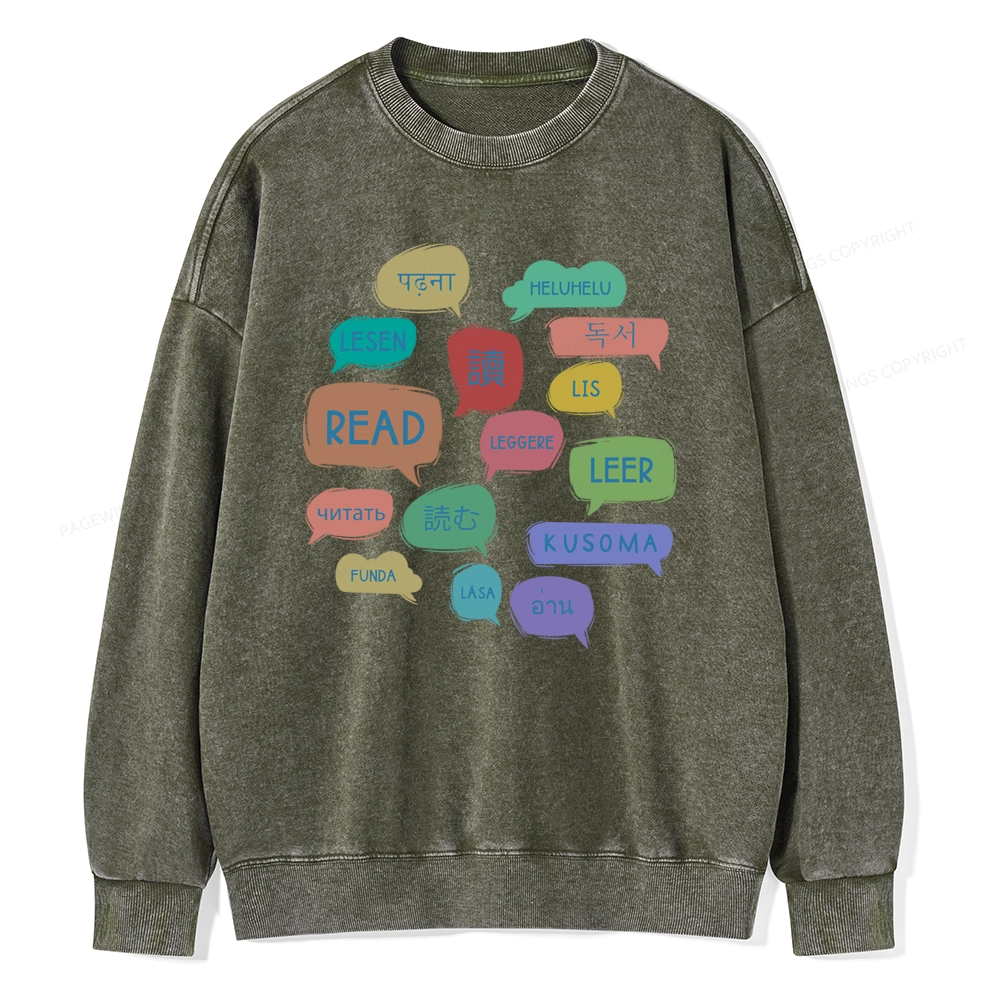 Pagewings Express Your Love for Books Unisex Washed Sweatshirt