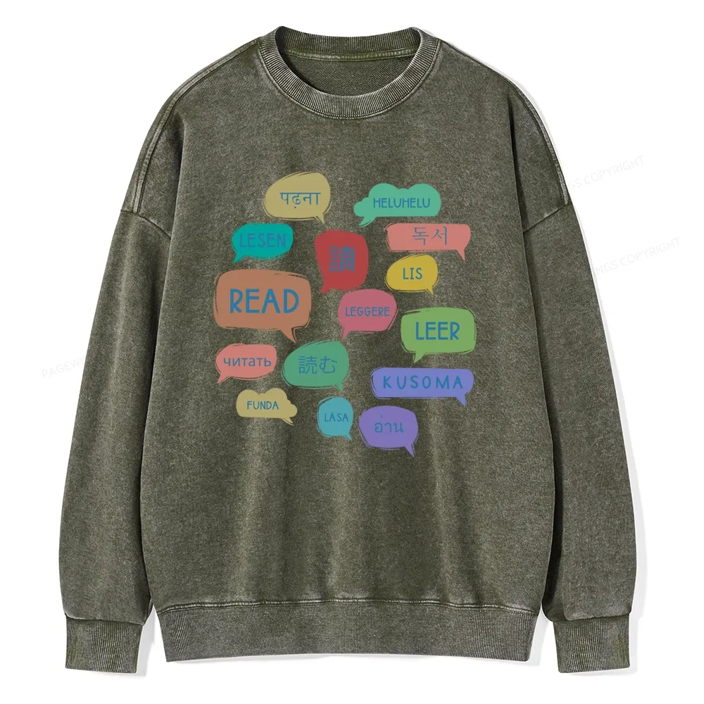 Pagewings Express Your Love for Books Unisex Washed Sweatshirt
