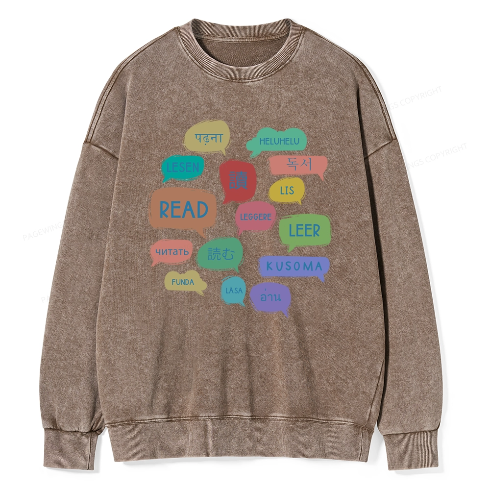 Pagewings Express Your Love for Books Unisex Washed Sweatshirt
