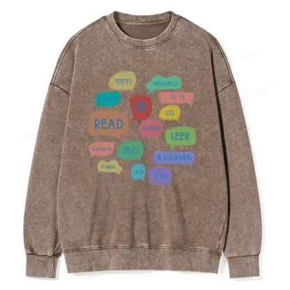 Pagewings Express Your Love for Books Unisex Washed Sweatshirt
