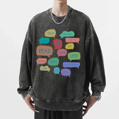 Pagewings Express Your Love for Books Unisex Washed Sweatshirt