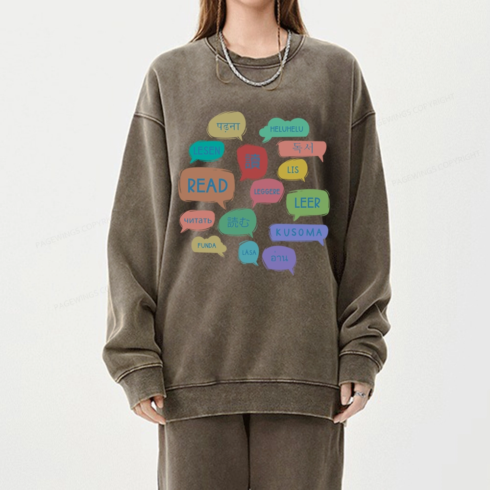 Pagewings Express Your Love for Books Unisex Washed Sweatshirt