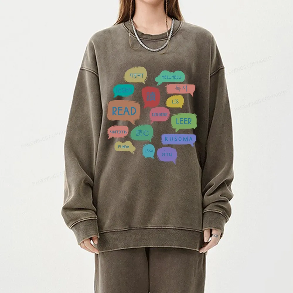 Pagewings Express Your Love for Books Unisex Washed Sweatshirt