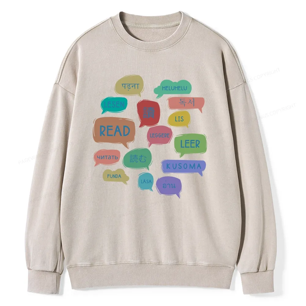 Pagewings Express Your Love for Books Unisex Washed Sweatshirt