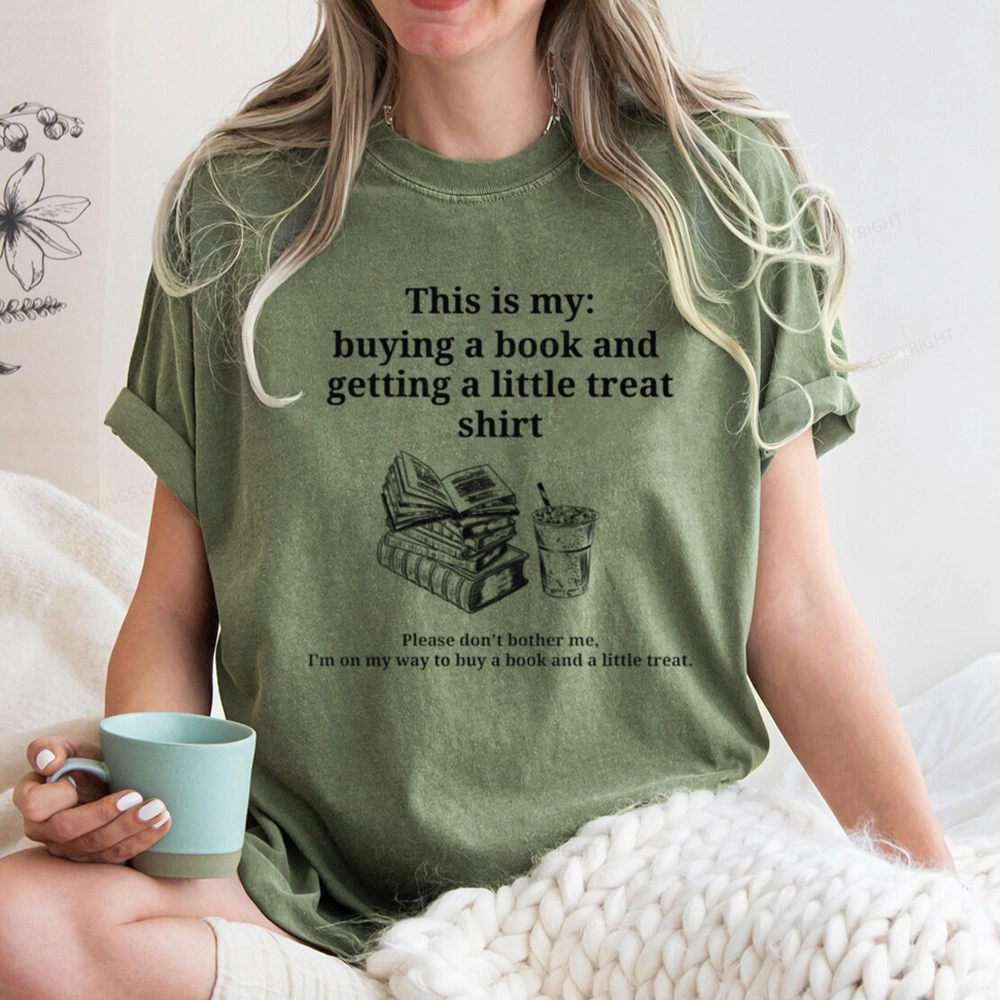 Pagewings Buying A Book And Getting A Little Treat Unisex Washed T-shirt