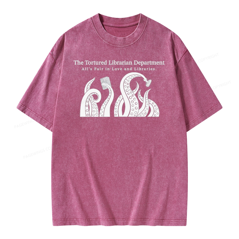 Pagewings The Tortured Librarian Department Unisex Washed T-shirt