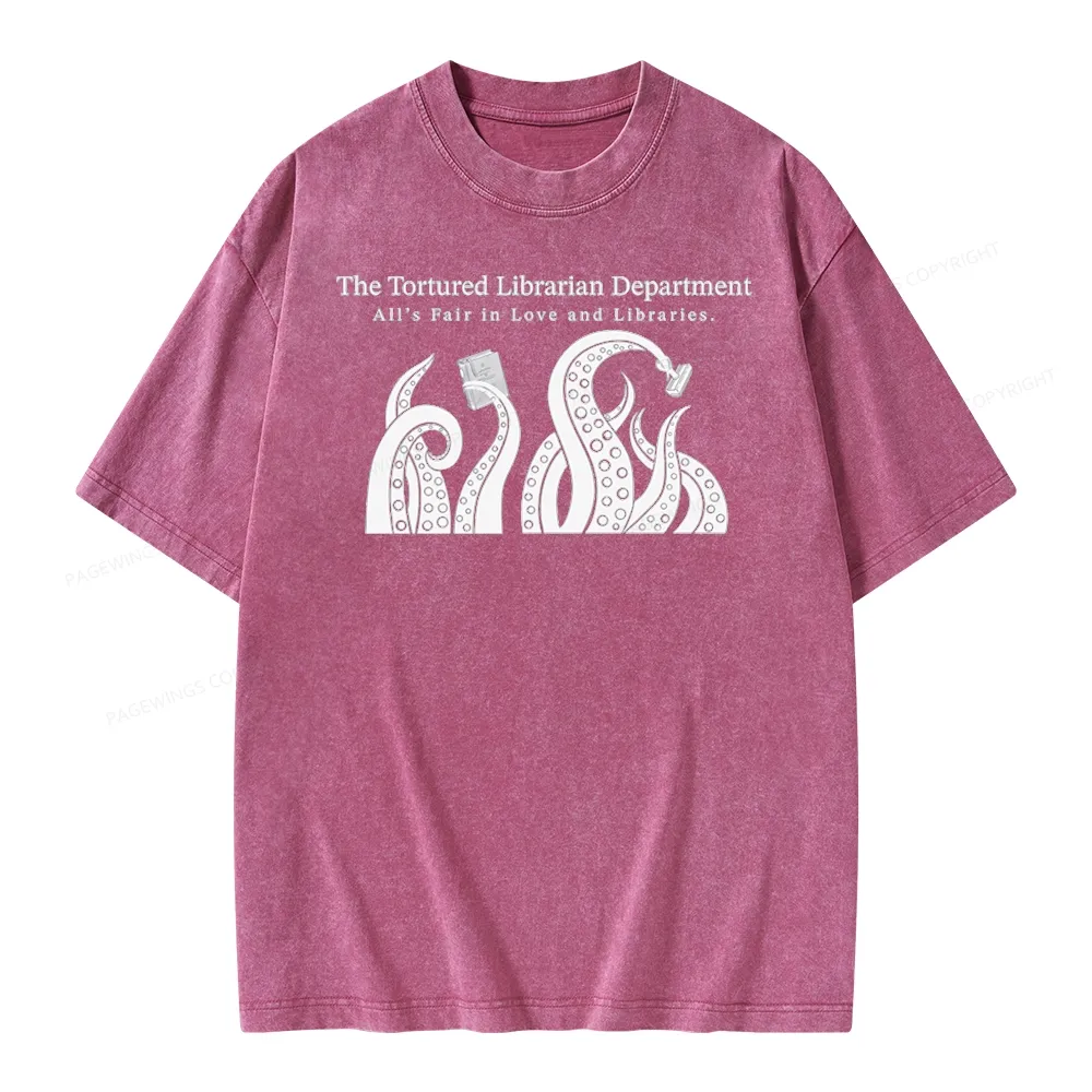 Pagewings The Tortured Librarian Department Unisex Washed T-shirt