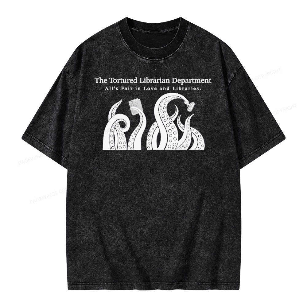 Pagewings The Tortured Librarian Department Unisex Washed T-shirt