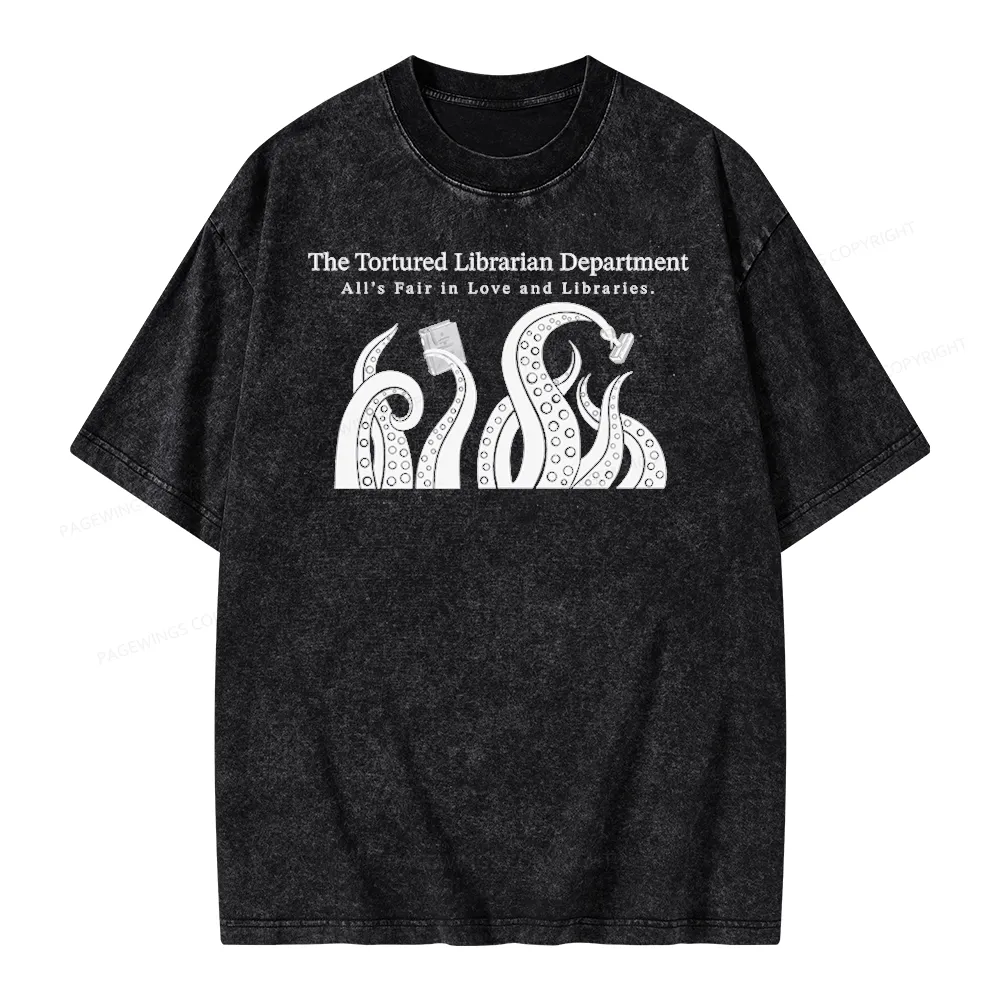 Pagewings The Tortured Librarian Department Unisex Washed T-shirt