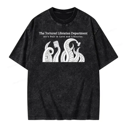 Pagewings The Tortured Librarian Department Unisex Washed T-shirt