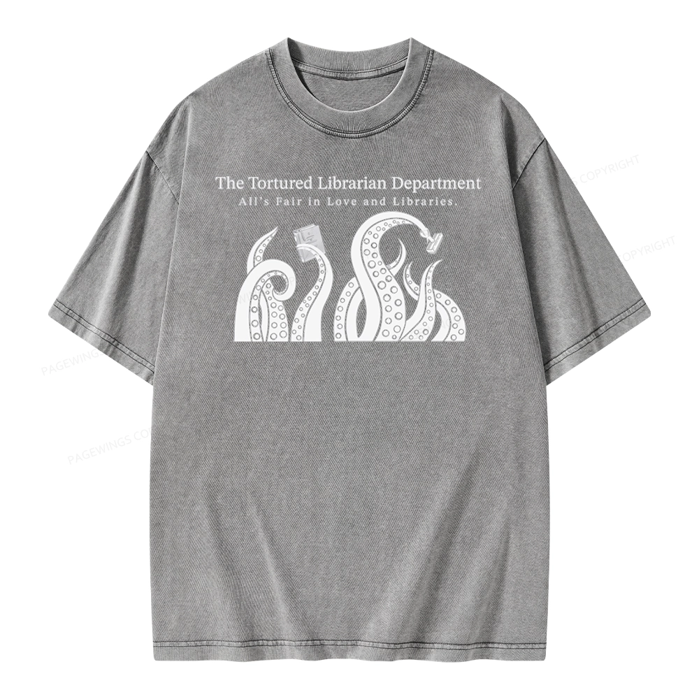Pagewings The Tortured Librarian Department Unisex Washed T-shirt