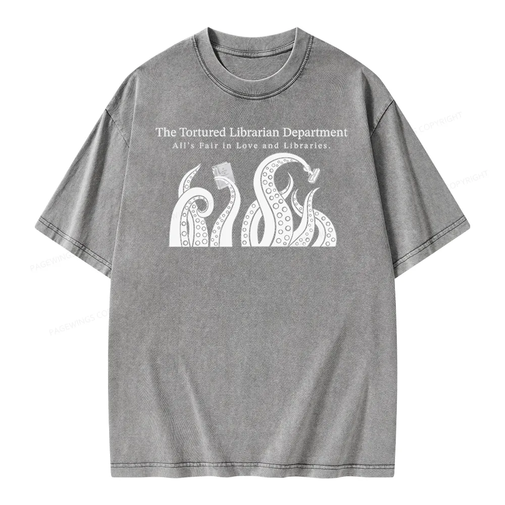 Pagewings The Tortured Librarian Department Unisex Washed T-shirt