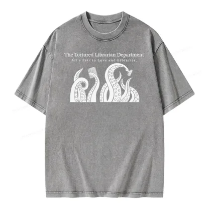Pagewings The Tortured Librarian Department Unisex Washed T-shirt