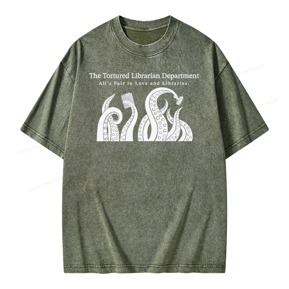 Pagewings The Tortured Librarian Department Unisex Washed T-shirt