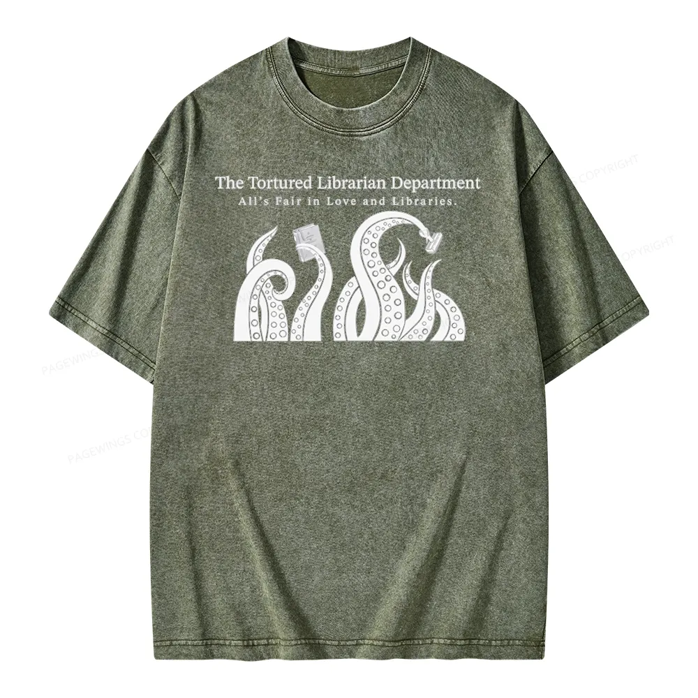 Pagewings The Tortured Librarian Department Unisex Washed T-shirt