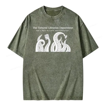 Pagewings The Tortured Librarian Department Unisex Washed T-shirt