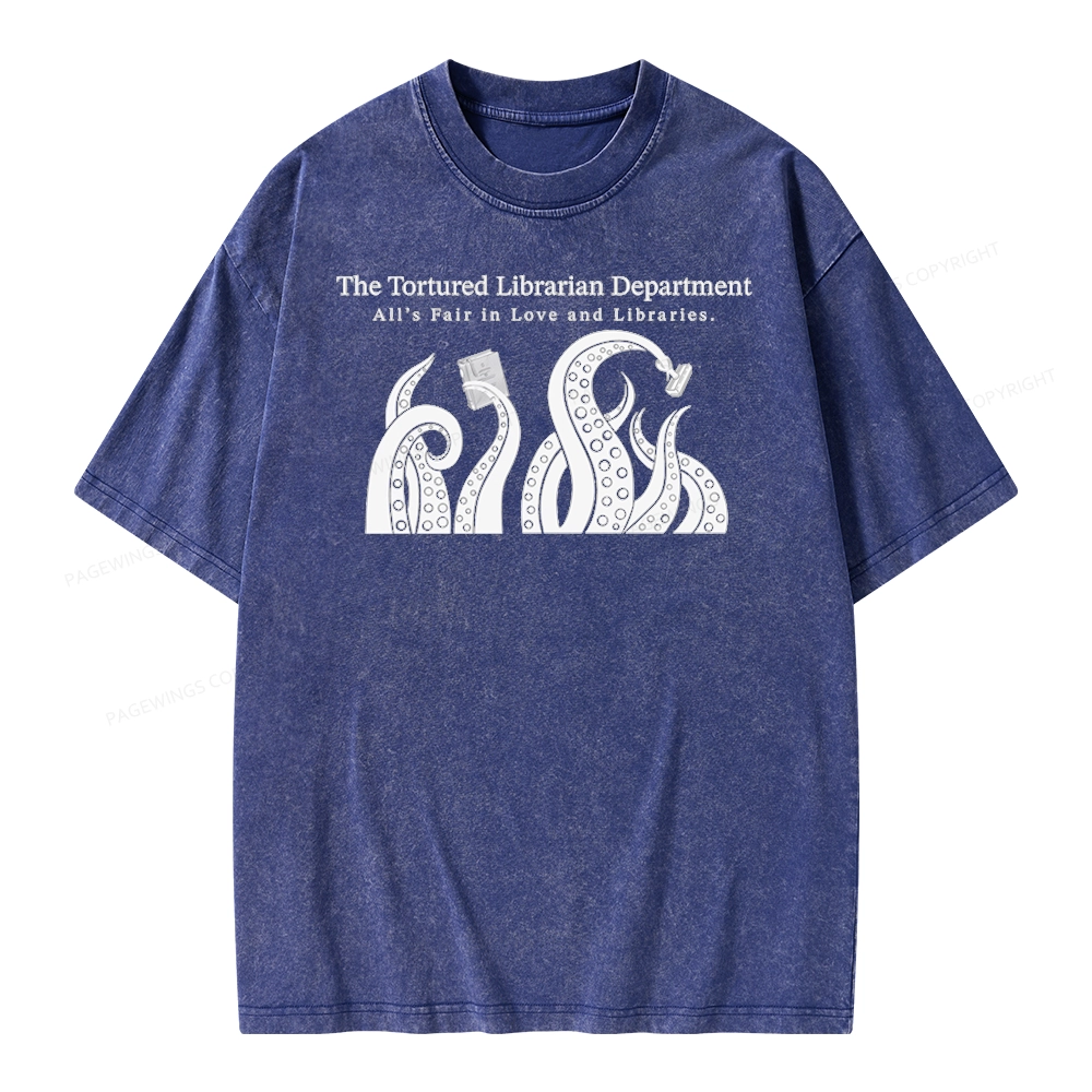 Pagewings The Tortured Librarian Department Unisex Washed T-shirt